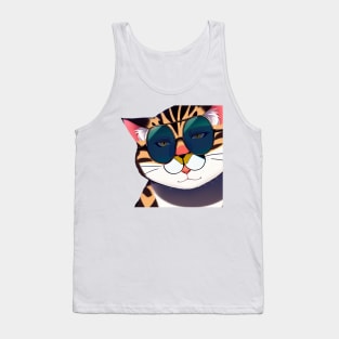 Meme Cat Funny With Sunglasses Sticker Tank Top